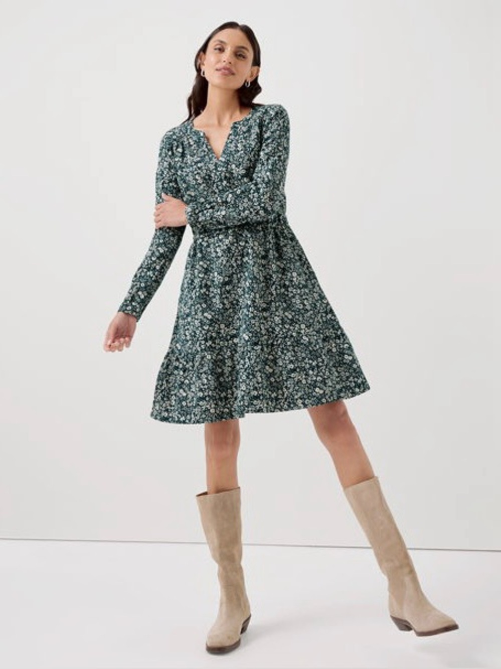 Pact Cafe Crepe Tiered Dress in Celestial Prairie Floral Size XL